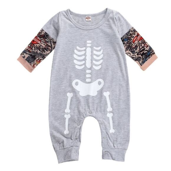 NWT Infant Skeleton Romper w/ Tattoo Sleeves - Picture 1 of 4